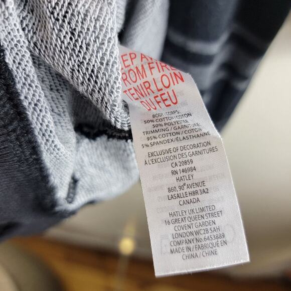 Hatley Stripe Knit Sweater Dress size S Black Ribbed Hem V-Neck - Picture 9 of 11